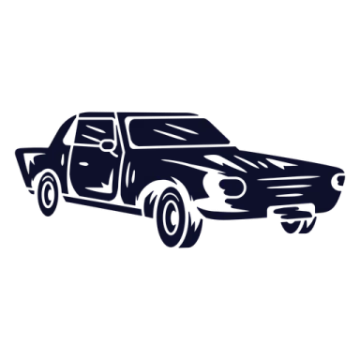 a black and white silhouette of a car
