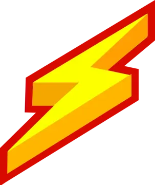 a red and yellow lightning bolt
