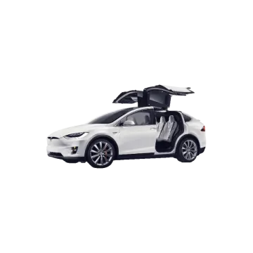 a white tesla car with its doors open