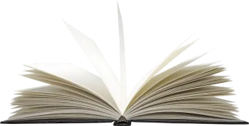an open book on a white background