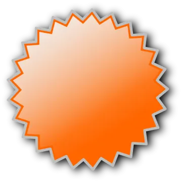 an orange sticker on a white background