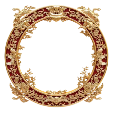 a gold frame with flowers and leaves on it