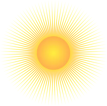 a yellow sun on a white background