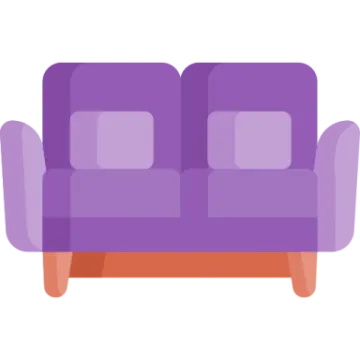 a purple couch on a white background