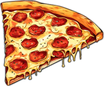 a slice of pizza on a white background