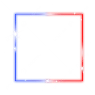 a square frame with red, white and blue lights