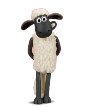 a cartoon sheep standing in front of a white background