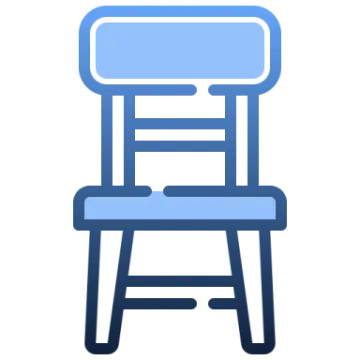 a blue and white chair