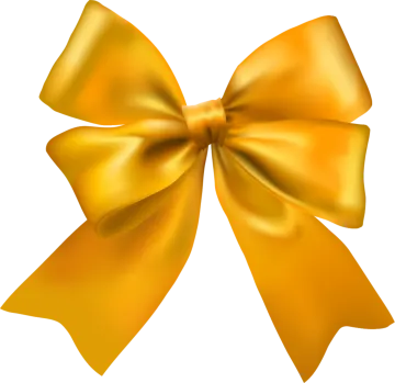 a gold bow with a white background