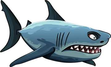 a cartoon shark with its mouth open