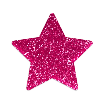 pink glitter star on white background