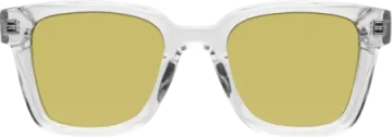 a pair of clear sunglasses with yellow lenses