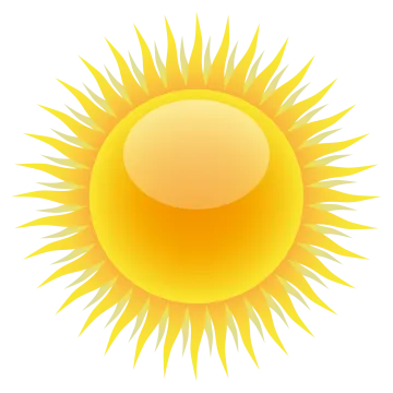 a yellow sun on a white background