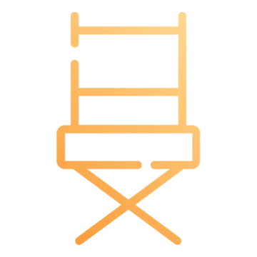 a yellow chair with two crossed legs