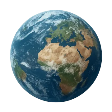 the earth with a white background