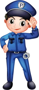 a police officer pointing at the camera