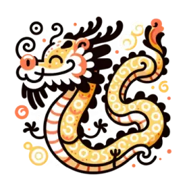 a chinese dragon with orange and yellow colors