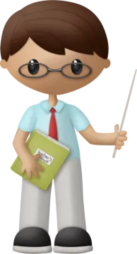 a boy with glasses holding a book and pointer