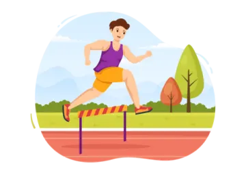 a man running on a track in the park
