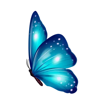 a blue butterfly on a white background