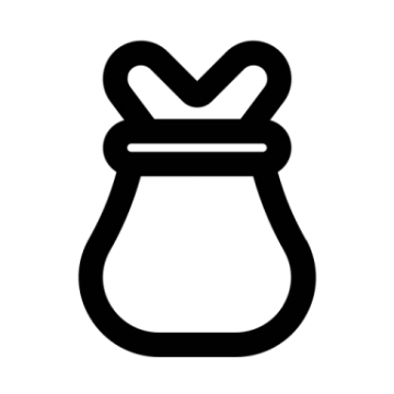 a black and white icon of a bag