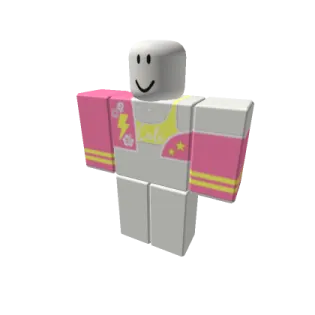 a lego figure with a pink and yellow shirt