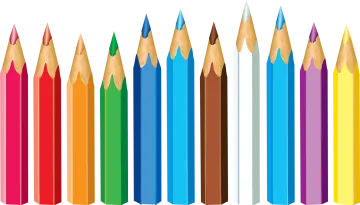 a row of colored pencils