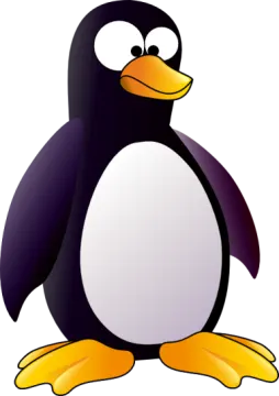 a cartoon penguin sitting on the ground
