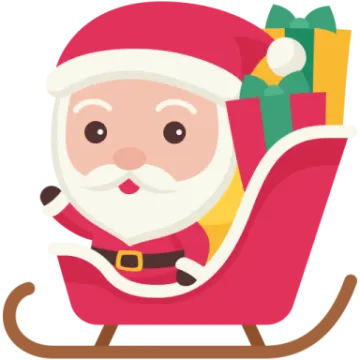 a santa claus sitting in a rocking chair with presents