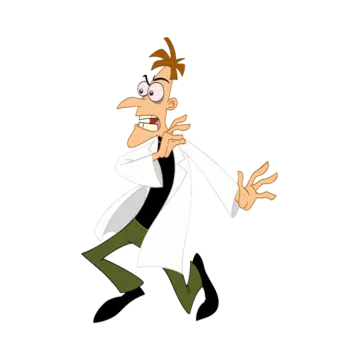 a cartoon character in a lab coat