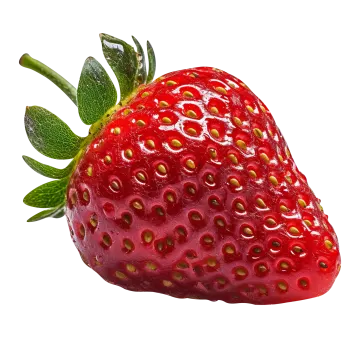 a close up of a strawberry on a white background