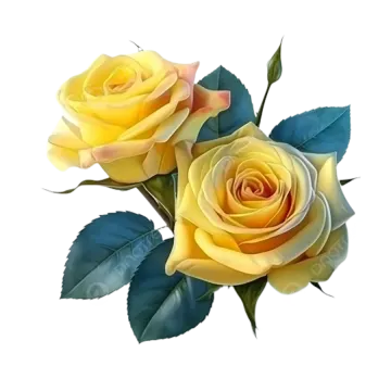 two yellow roses on a white background