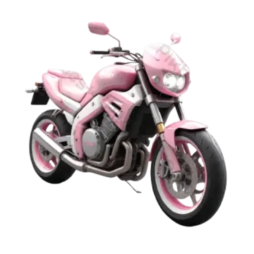 a pink motorcycle on a white background