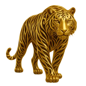 a tiger standing on a white background