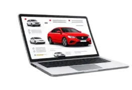 a laptop with an image of a car on it