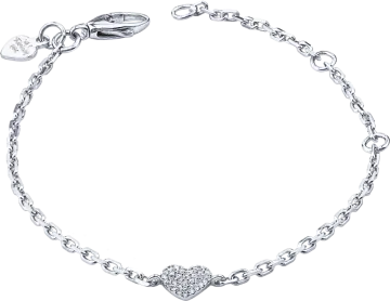 a diamond heart bracelet on a white background