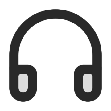 a headphone icon on a white background