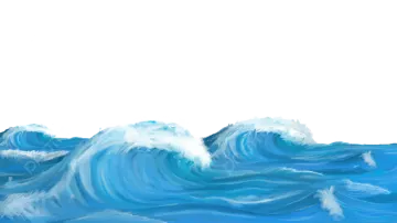 a painting of waves on a white background