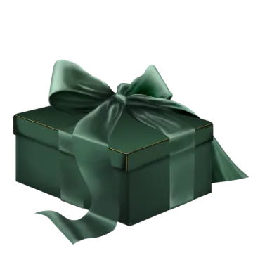 a green gift box with a bow