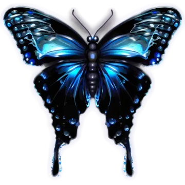 a blue butterfly on a white background