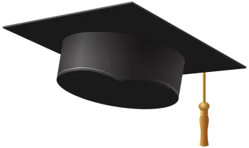 a black graduation cap with a gold ta