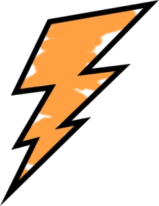 an orange lightning bolt on a white background