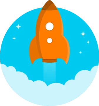 a rocket in the sky with stars