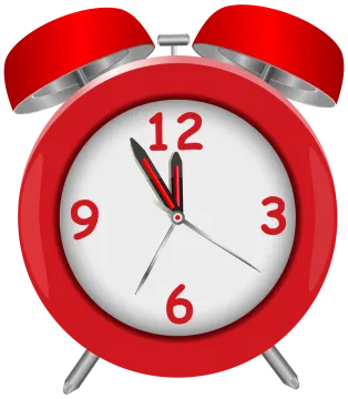 a red alarm clock on a white background