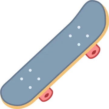 a skateboard with red wheels