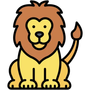 a cartoon lion sitting on the ground