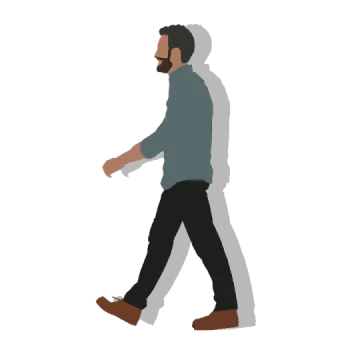 a man walking with his back to the camera