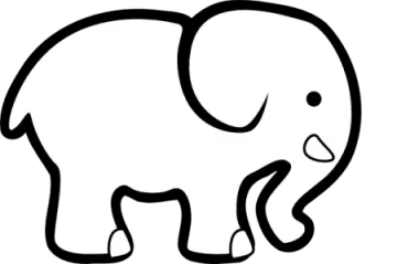 an elephant outline on a white background