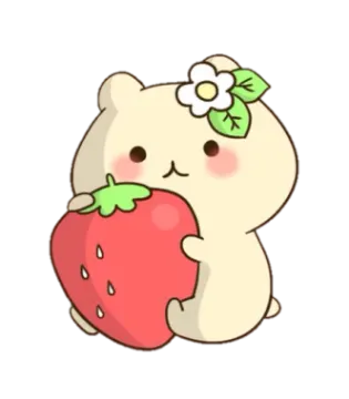 a white cat with an apple in its mouth