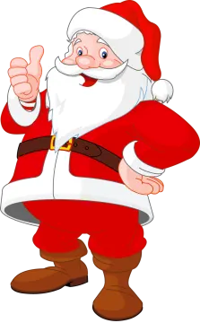 a cartoon santa claus giving a thumbs